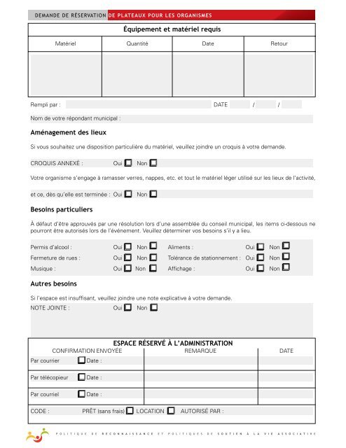 de plateaux pour les organismes - Ville de Terrebonne