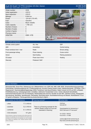 Audi A4 Avant 1.8 TFSI Ambiente Xenon 30.930 EUR