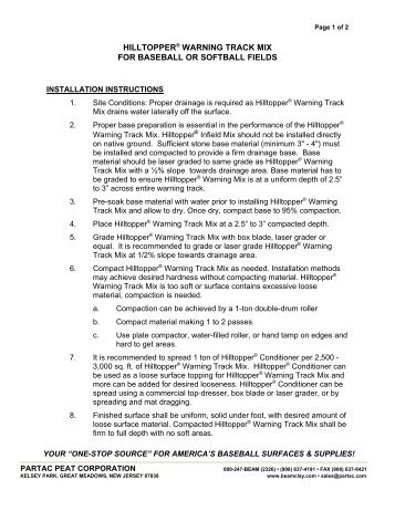 Hilltopper Warning Track Installation Instructions - Beam Clay