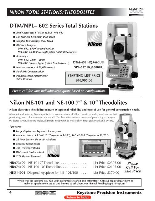 Catalog 09 Volume 11 2009 - Keystone Precision Instruments