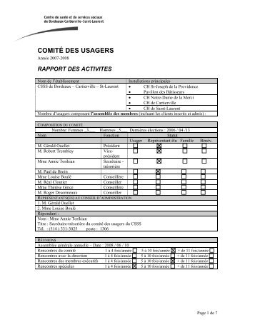 comitÃ© des usagers - CSSS de Bordeaux-Cartierville - Saint-Laurent