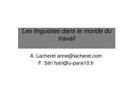 Les linguistes dans le monde du travail - Lacheret