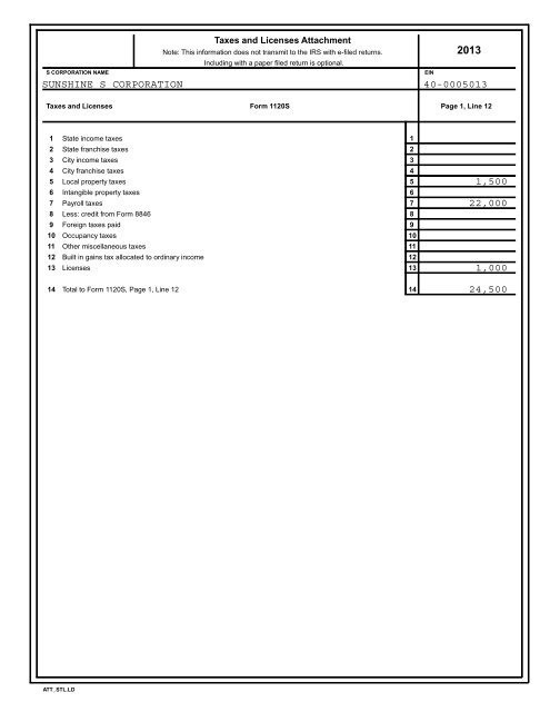 SUNSHINE S CORPORATION - Drake Software Support