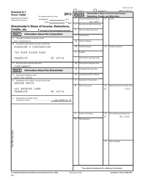 SUNSHINE S CORPORATION - Drake Software Support