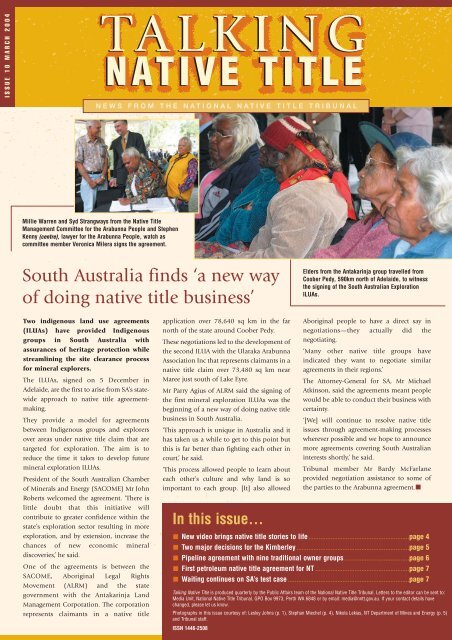 Issue 10 - National Native Title Tribunal