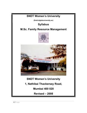 SNDT Women's University Syllabus M.Sc. Family Resource ...