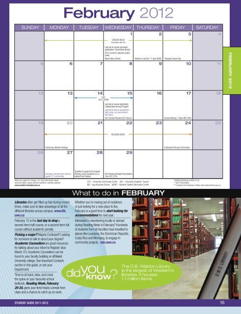 Downloadable - Academic Calendar - University of Western Ontario