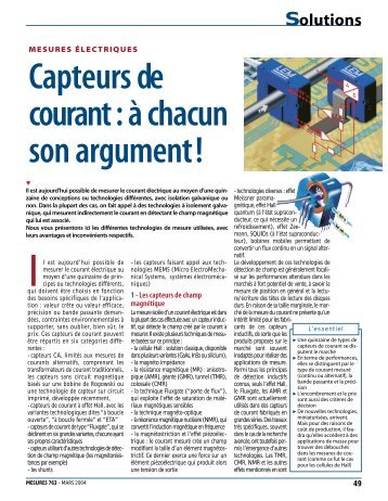 Capteurs de courant: Ã  chacun son argument! - Mesures