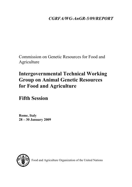 Intergovernmental Technical Working Group on Animal Genetic - FAO