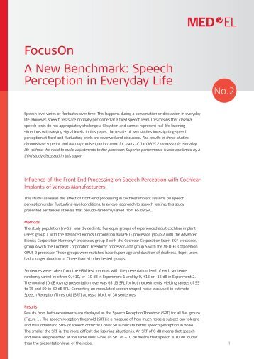 A New Benchmark: Speech Perception in Everyday Life ... - Med-El