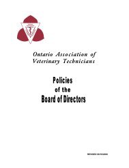 Ontario Association of Veterinary Technicians - The Ontario ...