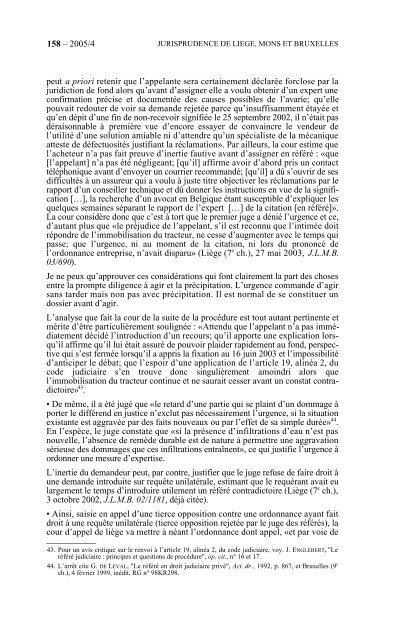 Inédits de droit judiciaire - Référés (5)1 - Procedurecivile.be