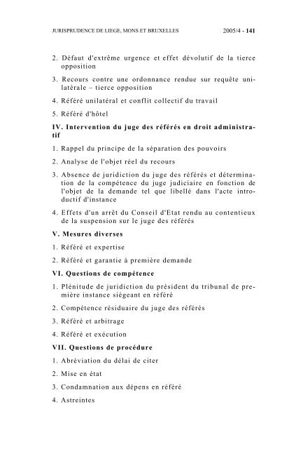 Inédits de droit judiciaire - Référés (5)1 - Procedurecivile.be