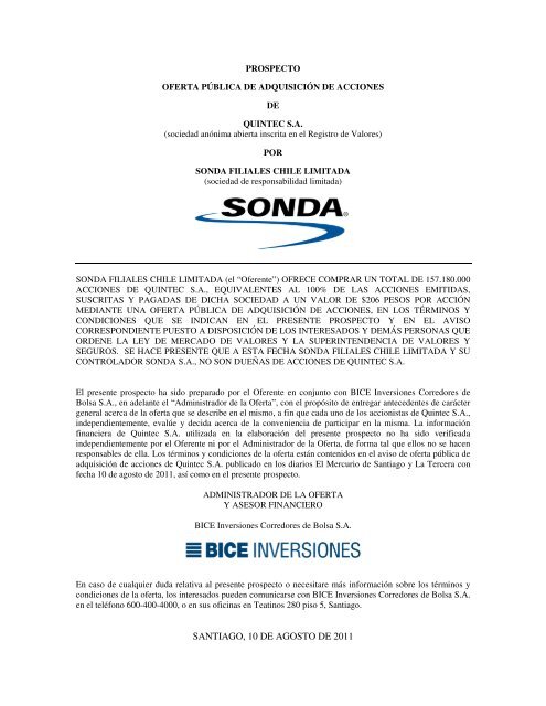 Descargar Prospecto modificado Oferta Pública de ... - Sonda