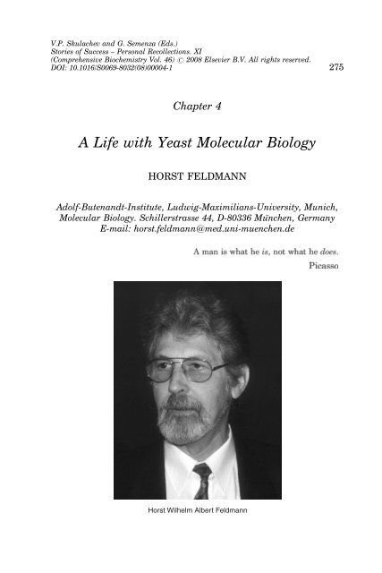 A Life with Yeast Molecular Biology - Prof. Dr. Horst Feldmann