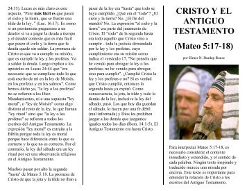 CRISTO Y EL ANTIGUO TESTAMENTO (Mateo 5:17-18)