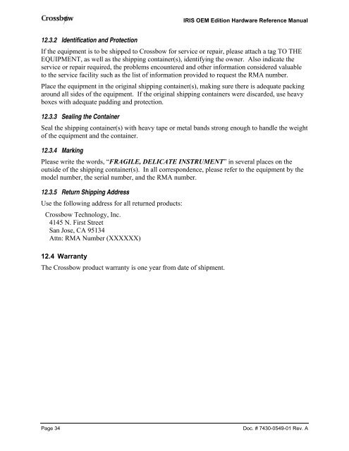 M2110 Hardware Reference Manual - MEMSIC