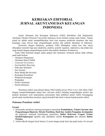 kebijakan editorial jurnal akuntansi dan keuangan indonesia