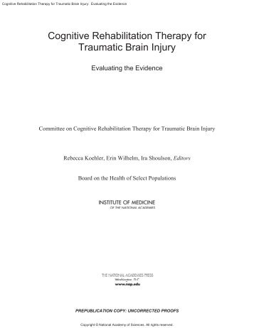 Cognitive Rehabilitation Therapy for Traumatic Brain Injury