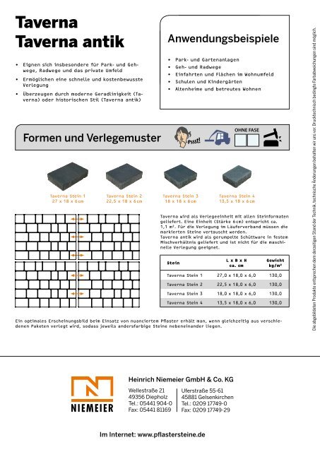 Einzelprospekt - Pflastersteine von Niemeier