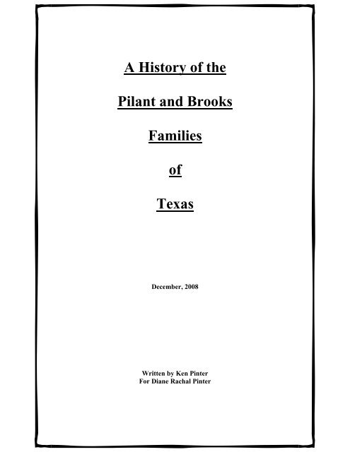 A History of the Pilant and Brooks Families of Texas - New Page 1