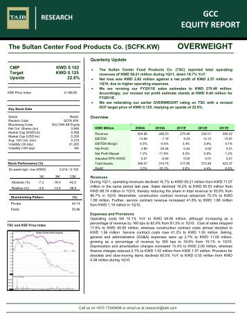 RESEARCH GCC EQUITY REPORT The Sultan Center Food ...