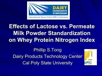 Effects of Lactose vs. Permeate Milk Powder Standardization on ...
