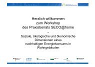 Herzlich willkommen zum Workshop des Praxisbeirats SECO@home