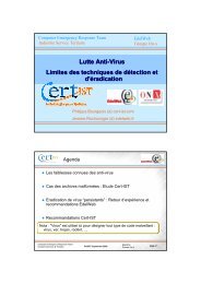 Lutte Anti-Virus Limites des techniques de dÃ©tection et d ... - OSSIR