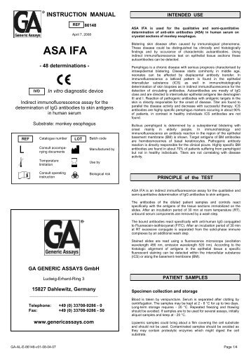 ASA IFA - GA Generic Assays GmbH