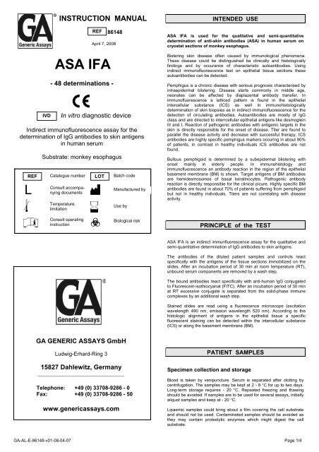 ASA IFA - GA Generic Assays GmbH