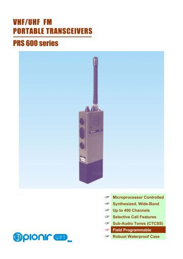VHF/UHF FM PORTABLE TRANSCEIVERS PRS ... - Ei PIONIR UKT