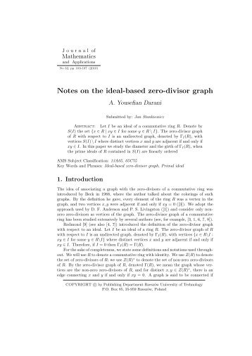 Notes on the ideal-based zero-divisor graph - Journal of ...