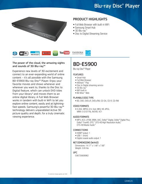 BD-E5900 Blu-ray Disc® Player - Brandsmart USA