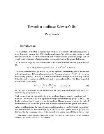 Towards a nonlinear Schwarz's list - DMA - Ecole Normale Supérieure