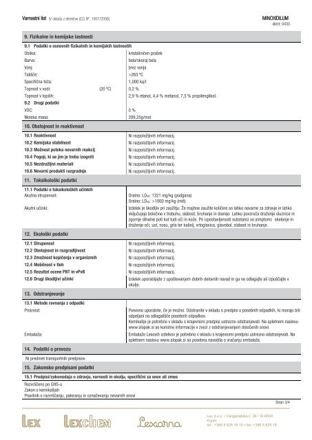 Varnostni list - Lex doo