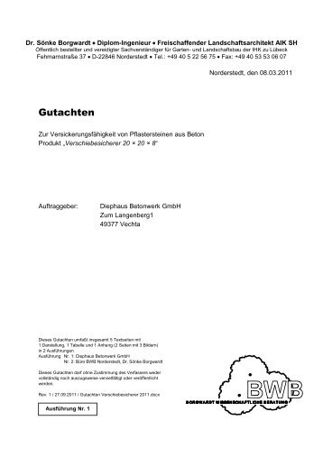 Gutachten Versickerungsfähigkeit - Diephaus
