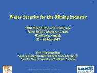 Water Security for the Mining Industry - Chamber of Mines of Namibia