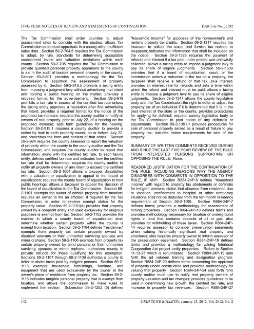 Utah State Bulletin, January 15, 2012, Vol. 2012, No. 2