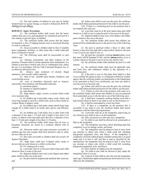 Utah State Bulletin, January 15, 2012, Vol. 2012, No. 2