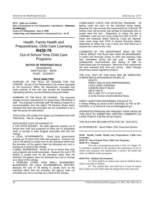 Utah State Bulletin, January 15, 2012, Vol. 2012, No. 2