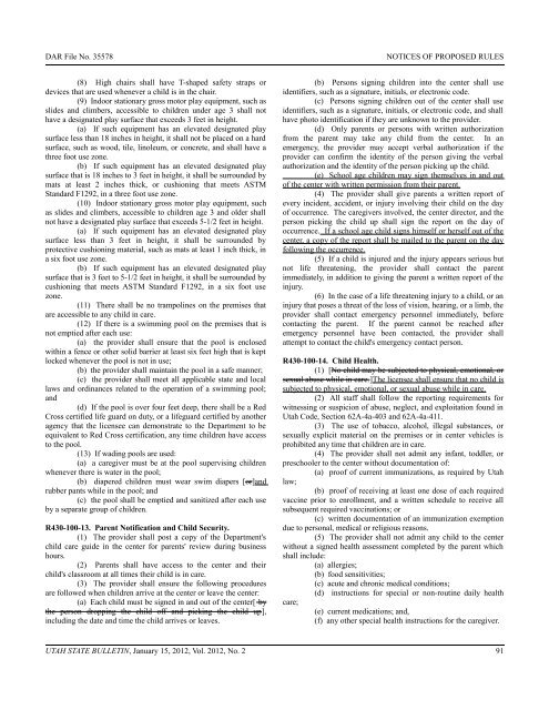 Utah State Bulletin, January 15, 2012, Vol. 2012, No. 2