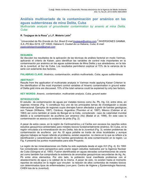 Análisis multivariado de la contaminación por arsénico en las aguas ...