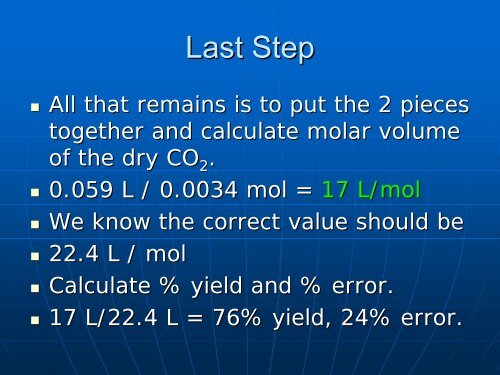 Molar Volume of a Gas