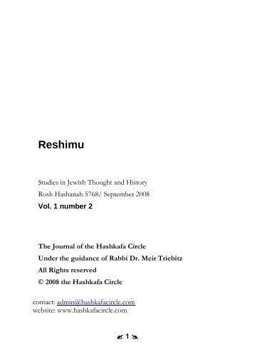 Reshimu - Hashkafa Circle