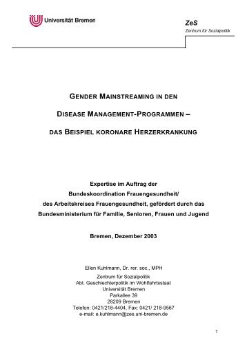 gender mainstreaming in den disease management-programmen