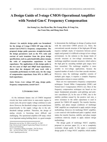 A Design Guide of 3-stage CMOS Operational Amplifier with ... - JSTS