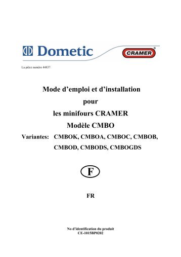 Mode d'emploi et d'installation pour les minifours CRAMER Modèle ...