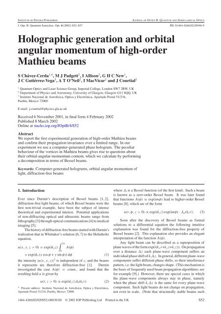 Holographic generation and orbital angular momentum of high ...