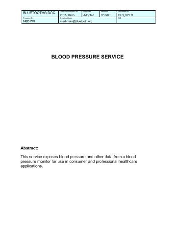 blood pressure service - Bluetooth Development Portal